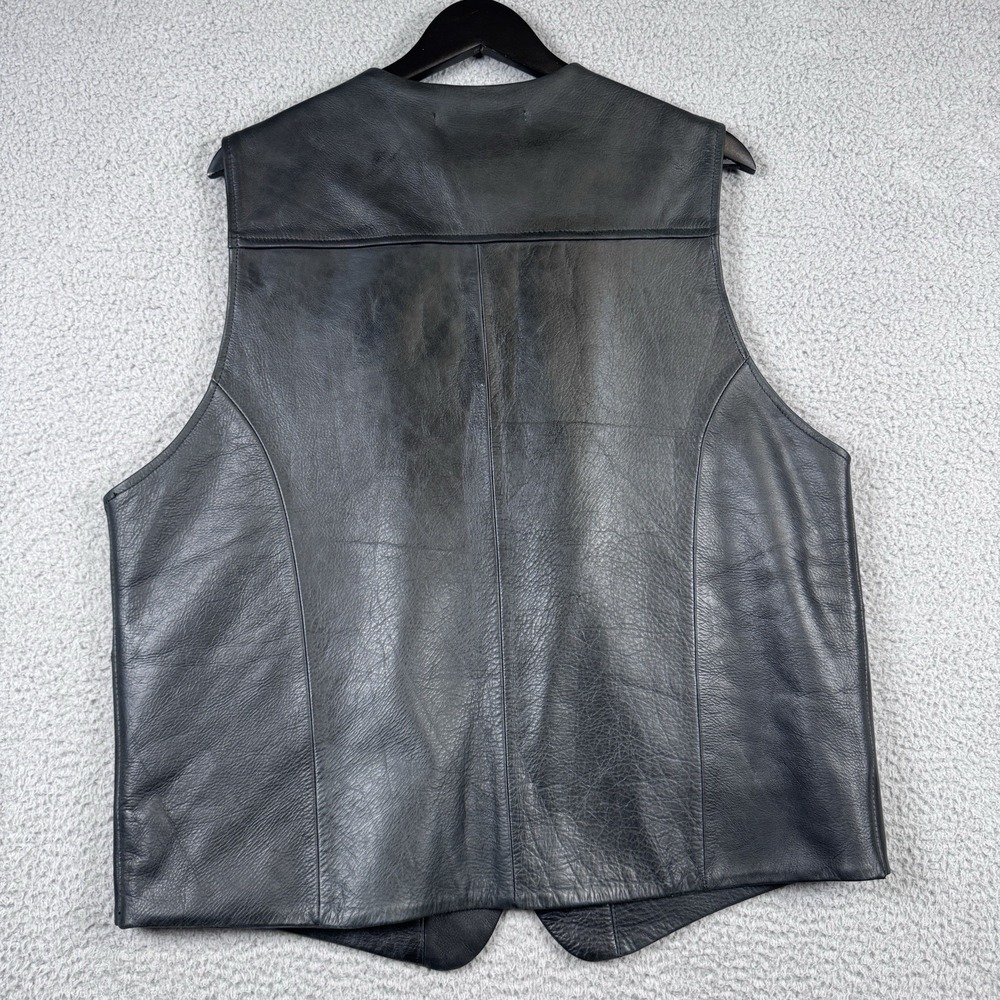 Coronado Leather Vest Mens 44 Black Cowhide Concealed Carry Buffalo Snap Biker - Picture 15 of 16
